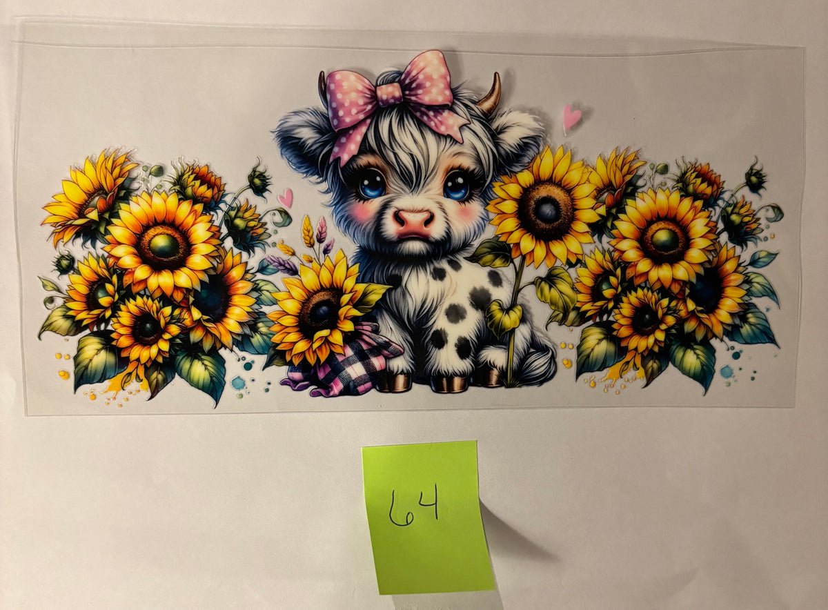 64 Girl Highland Cow with Sunflowers