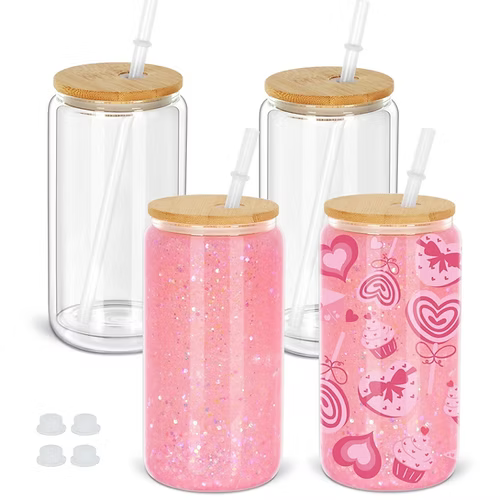 16 oz glass snow globe tumbler