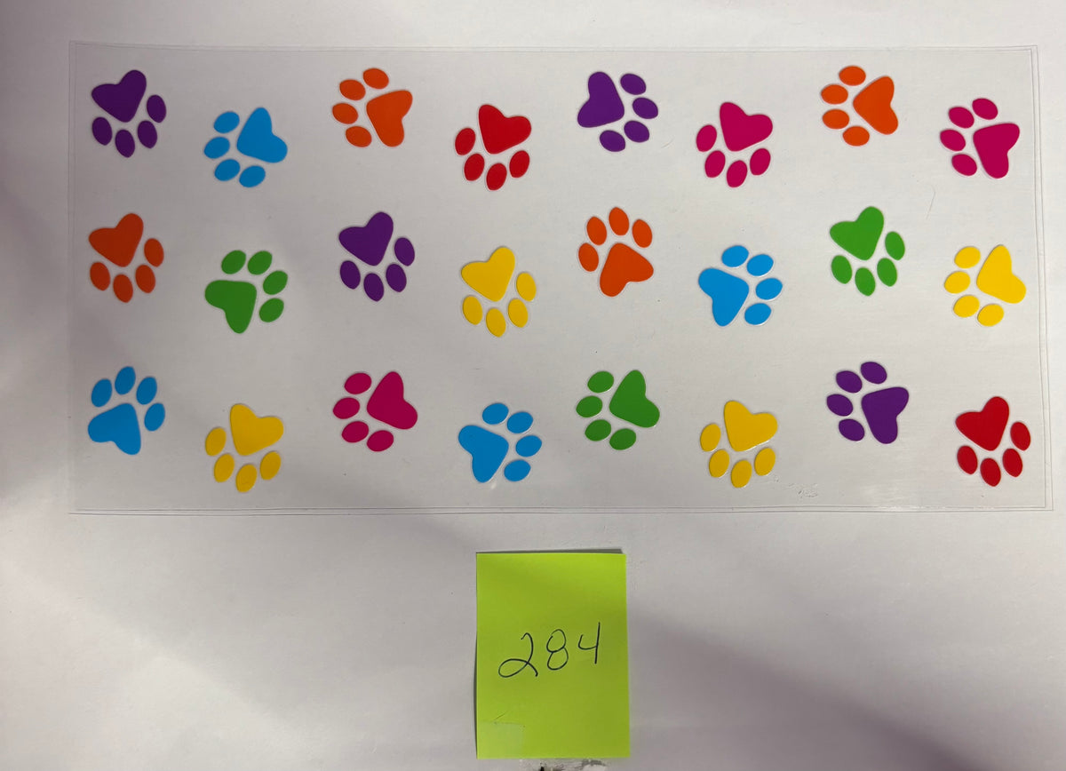 284 Multi Color Paw Prints