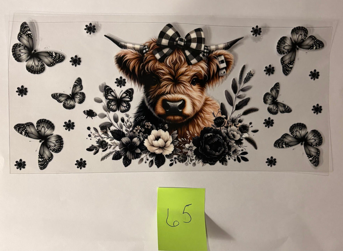 65 Highland Cow with Butterflies