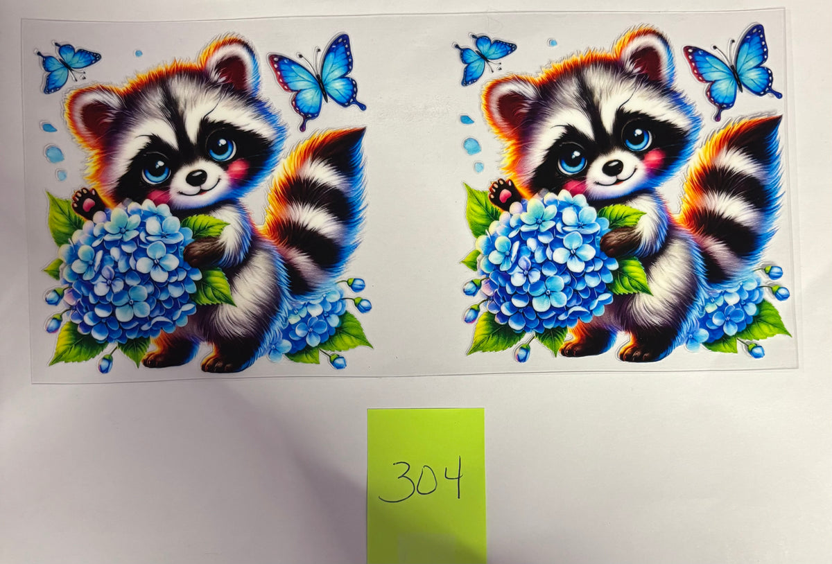 304 Raccoon Blue Flowers