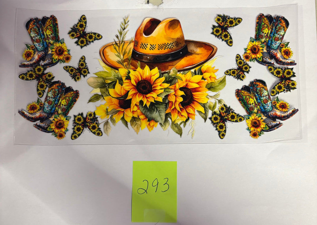 293 Cowboy Hat Cowboy Boots Butterflies and Flowers