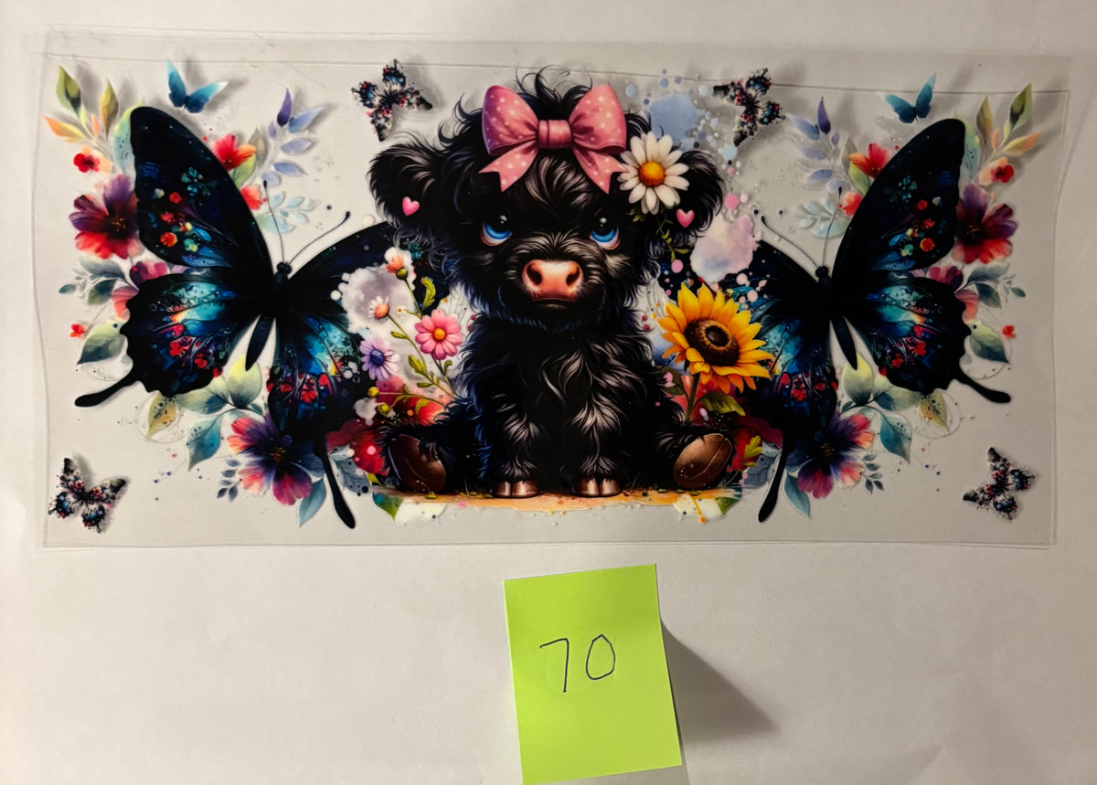 70 Highland Cow and Butterflies